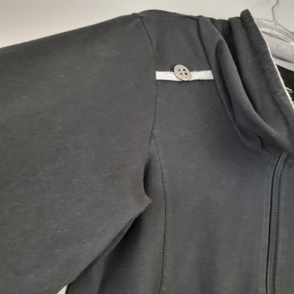 NEON BUDDHA black cotton cowl neck zip front cinchable sweatshirt jacket - Picture 5 of 8